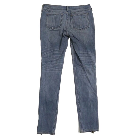 Rag Bone Women's 27 Skinny Relay Racer Jeans Blue Side Striped Ankle Zip - Picture 8 of 12